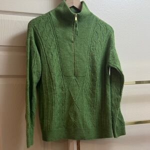 Talbots Green Turtleneck Cable Knit Sweater